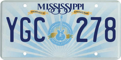 MS license plate YGC278