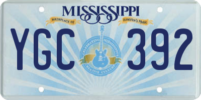 MS license plate YGC392