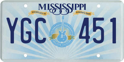 MS license plate YGC451