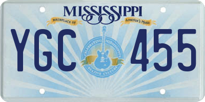 MS license plate YGC455