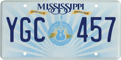 MS license plate YGC457