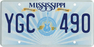 MS license plate YGC490