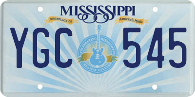 MS license plate YGC545