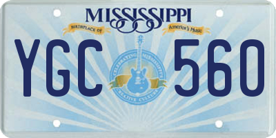 MS license plate YGC560