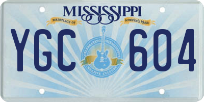 MS license plate YGC604