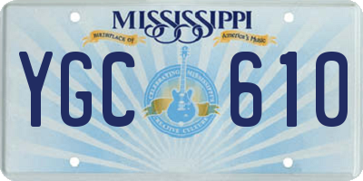 MS license plate YGC610
