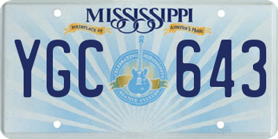 MS license plate YGC643