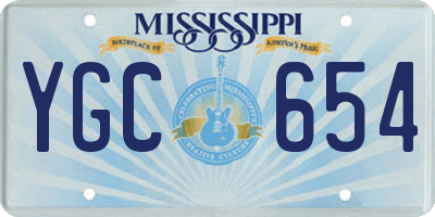 MS license plate YGC654