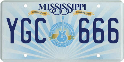 MS license plate YGC666