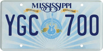 MS license plate YGC700