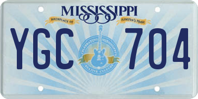 MS license plate YGC704