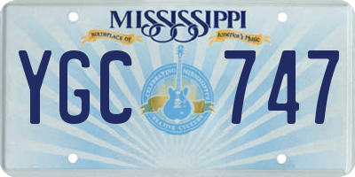MS license plate YGC747