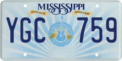 MS license plate YGC759