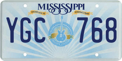 MS license plate YGC768