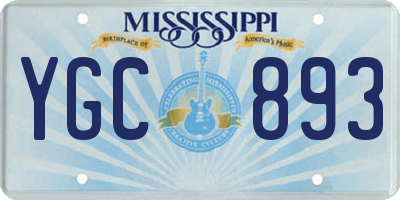 MS license plate YGC893