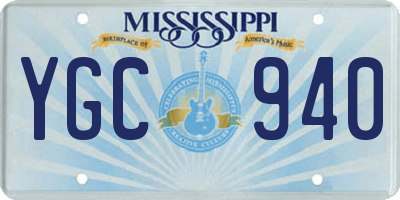 MS license plate YGC940