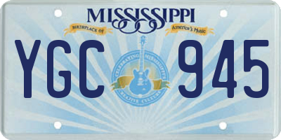 MS license plate YGC945