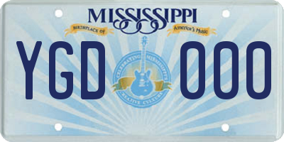 MS license plate YGD000