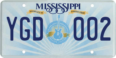 MS license plate YGD002