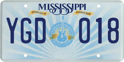 MS license plate YGD018
