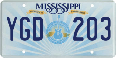 MS license plate YGD203