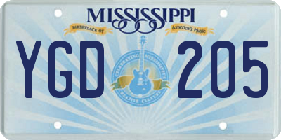 MS license plate YGD205