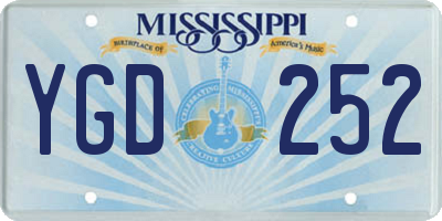 MS license plate YGD252