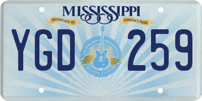 MS license plate YGD259