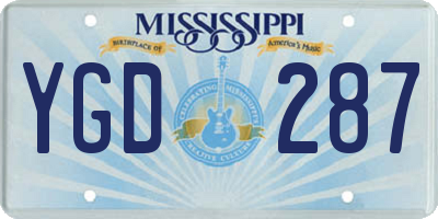 MS license plate YGD287