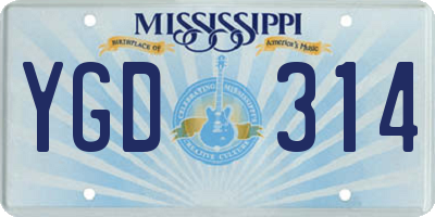 MS license plate YGD314
