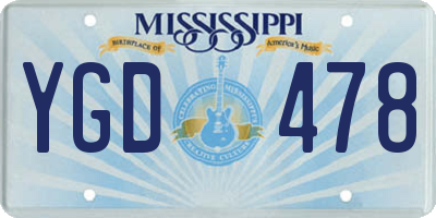 MS license plate YGD478