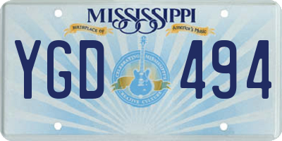MS license plate YGD494