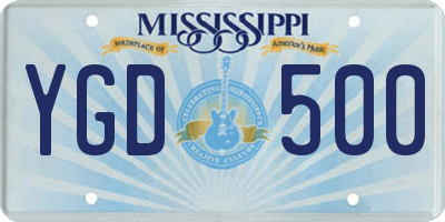 MS license plate YGD500