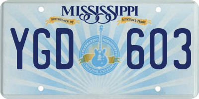 MS license plate YGD603