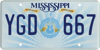 MS license plate YGD667