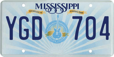 MS license plate YGD704