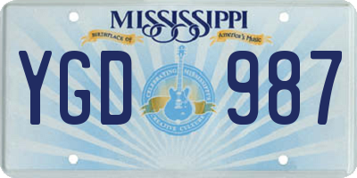 MS license plate YGD987