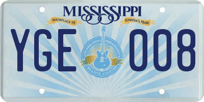 MS license plate YGE008