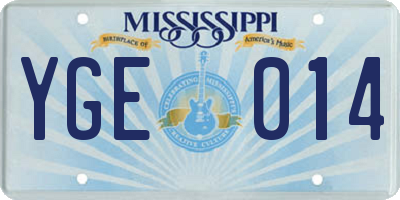 MS license plate YGE014