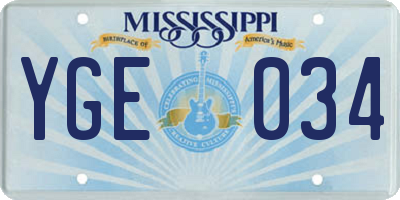 MS license plate YGE034