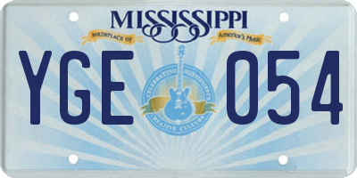 MS license plate YGE054