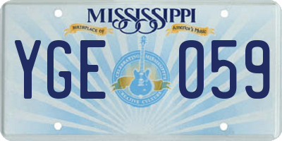 MS license plate YGE059