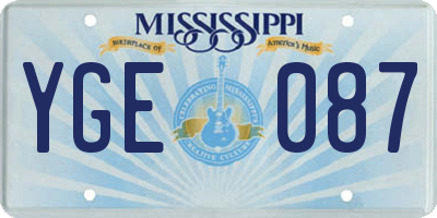 MS license plate YGE087