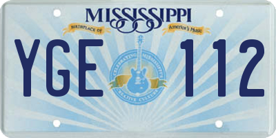 MS license plate YGE112