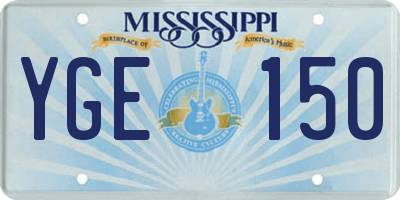 MS license plate YGE150