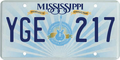 MS license plate YGE217