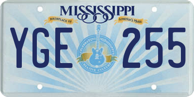 MS license plate YGE255