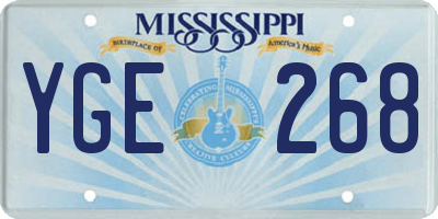 MS license plate YGE268