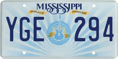 MS license plate YGE294