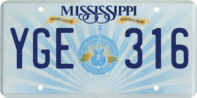 MS license plate YGE316